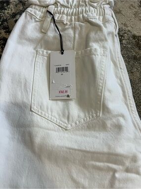 7 For All Mankind White Denim Pants with Elastic Waist